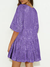 Load image into Gallery viewer, Sequin Round Neck Half Sleeve Mini Dress