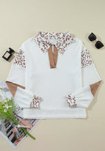 Load image into Gallery viewer, Waffle-Knit Leopard Johnny Collar Long Sleeve Top