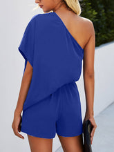 Load image into Gallery viewer, Single Shoulder Batwing Sleeve Romper