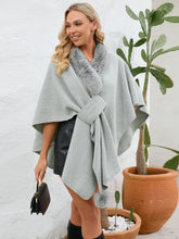 Load image into Gallery viewer, Fuzzy Trim Open Front Poncho