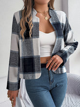 Load image into Gallery viewer, Plaid Open Front Long Sleeve Jacket