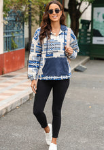 Load image into Gallery viewer, Geometric Quarter Zip Long Sleeve Hoodie