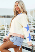 Load image into Gallery viewer, Star Contrast Round Neck Long Sleeve Sweatshirt