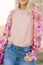 Load image into Gallery viewer, Printed Round Neck Flounce Sleeve Sweater