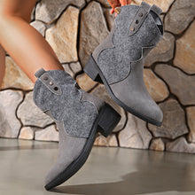 Load image into Gallery viewer, Suede Point Toe Block Heel Boots