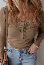 Load image into Gallery viewer, Eyelet V-Neck Long Sleeve Top