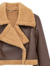 Load image into Gallery viewer, Collared Neck Long Sleeve Plush Cropped Jacket