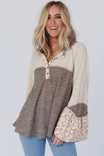 Load image into Gallery viewer, Floral Half Button Long Sleeve T-Shirt