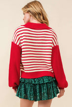 Load image into Gallery viewer, Striped Johnny Collar Long Sleeve Sweater