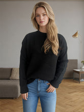 Load image into Gallery viewer, Round Neck Drop Shoulder Long Sleeve Sweater