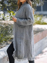 Load image into Gallery viewer, Fringe Open Front Long Sleeve Cardigan