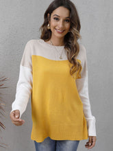 Load image into Gallery viewer, Color Block Round Neck Sweater