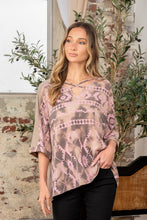 Load image into Gallery viewer, Sew In Love Full Size Aztec Distress Print Half Sleeve Crisscross Top