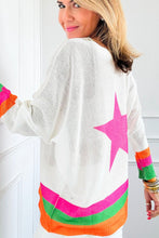 Load image into Gallery viewer, Star Contrast Round Neck Long Sleeve Knit Top