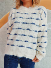 Load image into Gallery viewer, Striped Round Neck Long Sleeve Sweater