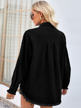 Load image into Gallery viewer, Raw Hem Button Up Long Sleeve Denim Jacket with Sequin Pockets