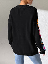 Load image into Gallery viewer, Crochet Flower V-Neck Sweater