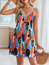 Load image into Gallery viewer, Lace Detail Printed V-Neck Sleeveless Dress