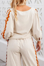 Load image into Gallery viewer, Round Neck Long Sleeve Top and Drawstring Pants Set