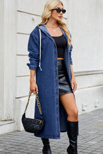 Load image into Gallery viewer, Button Up Long Sleeve Longline Hooded Denim Outerwear