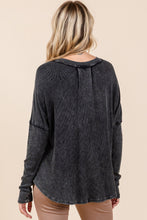 Load image into Gallery viewer, Mittoshop Washed V-Neck Long Sleeve Blouse