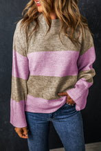 Load image into Gallery viewer, Color Block Round Neck Long Sleeve Sweater