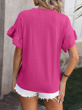 Load image into Gallery viewer, Ruffled Round Neck Short Sleeve Top