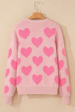 Load image into Gallery viewer, Valentine's Day Heart Jacquard Round Neck Sweater