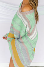 Load image into Gallery viewer, Contrast Striped Boat Neck Dropped Shoulder Sweater