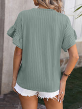 Load image into Gallery viewer, Ruffled Round Neck Short Sleeve Top