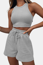Load image into Gallery viewer, Round Neck Top and Drawstring Shorts Set