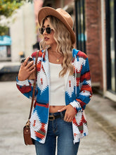 Load image into Gallery viewer, Geometric Zip Up Long Sleeve Hooded Jacket