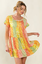 Load image into Gallery viewer, BiBi Leopard Short Sleeve Tiered Dress
