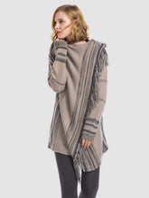 Load image into Gallery viewer, Angel Wings Tassel Striped Open Front Long Sleeve Cardigan