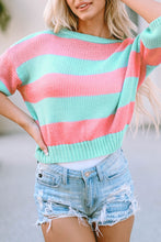 Load image into Gallery viewer, Color Block Round Neck Half Sleeve Sweater