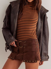 Load image into Gallery viewer, Exposed Seam Striped Turtleneck Long Sleeve T-Shirt