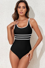 Load image into Gallery viewer, Contrast Trim Scoop Neck One-Piece Swimwear