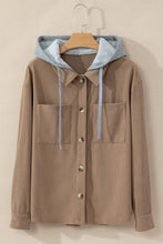 Load image into Gallery viewer, Drawstring Button Up Long Sleeve Hooded Jacket