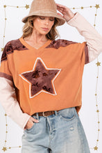 Load image into Gallery viewer, SAGE + FIG Star Patch Long Sleeve Color Block T-Shirt
