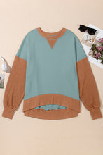 Load image into Gallery viewer, Contrast Round Neck Long Sleeve Sweatshirt