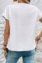Load image into Gallery viewer, Tassel Tie Neck Short Sleeve Blouse