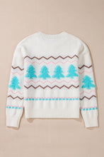 Load image into Gallery viewer, Christmas Tree Ribbed Hem Dropped Shoulder Sweater