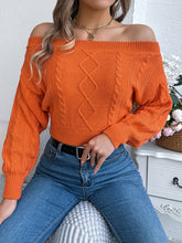 Load image into Gallery viewer, Cable Knit Off-Shoulder Long Sleeve Sweater