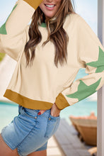 Load image into Gallery viewer, Star Contrast Round Neck Long Sleeve Sweatshirt