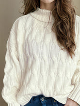Load image into Gallery viewer, Cable-Knit Turtleneck Long Sleeve Sweater