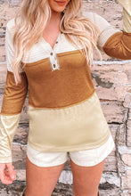 Load image into Gallery viewer, Color Block V-Neck Long Sleeve Top