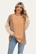 Load image into Gallery viewer, Double Take Texture Contrast Round Neck Long Sleeve T-Shirt