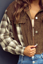 Load image into Gallery viewer, Raw Hem Plaid Cropped Hooded Jacket