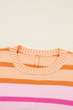 Load image into Gallery viewer, Contrast Striped Round Neck Long Sleeve Knit Top