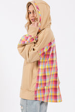 Load image into Gallery viewer, SAGE + FIG Full Size Plaid Print Washed Hoodie